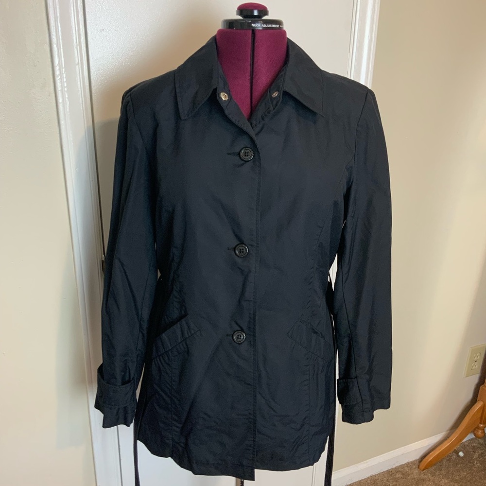 Like New Kenneth Cole Windbreaker Black Front buttons Coat L Women